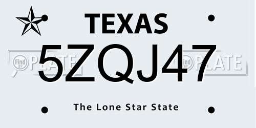5ZQJ47 Texas License Plate