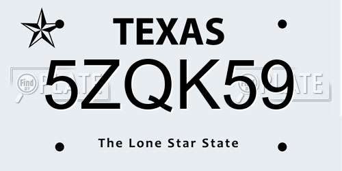 5ZQK59 Texas License Plate