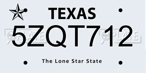 5ZQT712 Texas License Plate