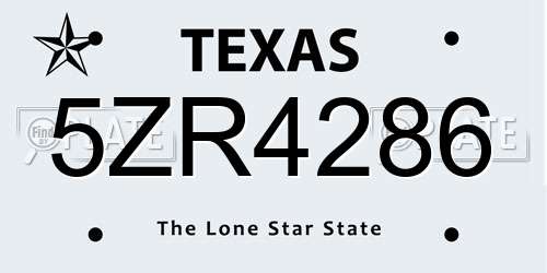5ZR4286 Texas License Plate