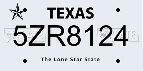 5ZR8124 Texas License Plate