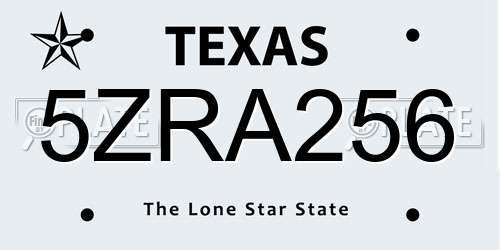 5ZRA256 Texas License Plate