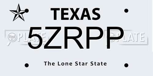 5ZRPP Texas License Plate