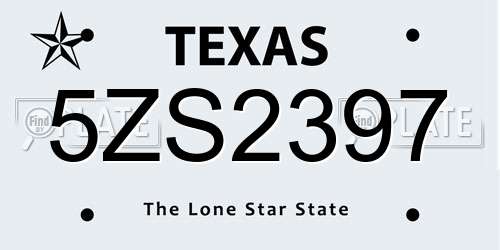 5ZS2397 Texas License Plate