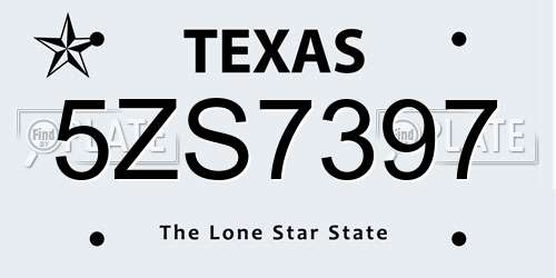 5ZS7397 Texas License Plate