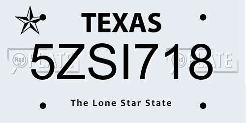 5ZSI718 Texas License Plate
