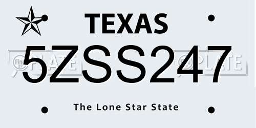 5ZSS247 Texas License Plate