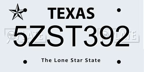 5ZST392 Texas License Plate