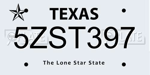 5ZST397 Texas License Plate