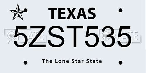 5ZST535 Texas License Plate