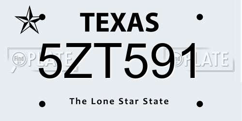 5ZT591 Texas License Plate