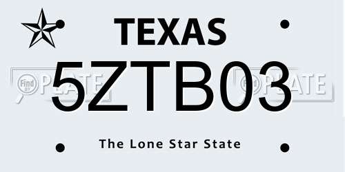 5ZTB03 Texas License Plate