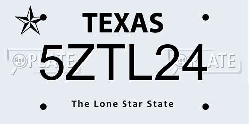 5ZTL24 Texas License Plate