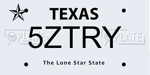 5ZTRY Texas License Plate