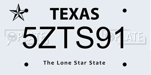 5ZTS91 Texas License Plate