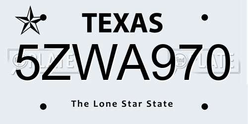 5ZWA970 Texas License Plate