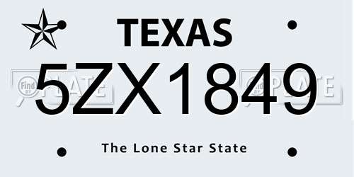 5ZX1849 Texas License Plate