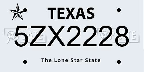 5ZX2228 Texas License Plate