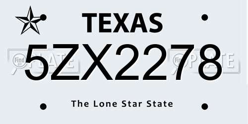 5ZX2278 Texas License Plate