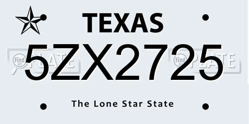5ZX2725 Texas License Plate