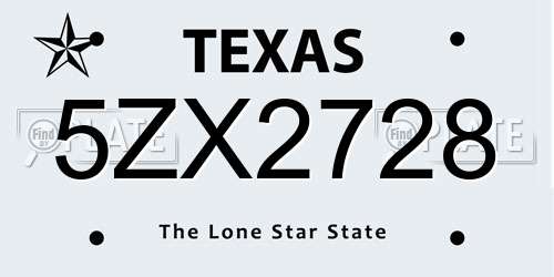 5ZX2728 Texas License Plate