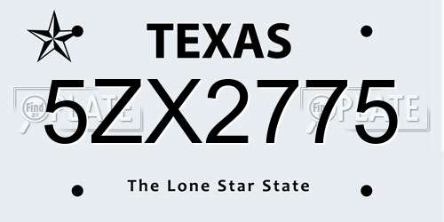 5ZX2775 Texas License Plate