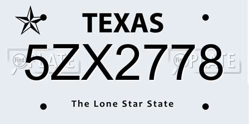 5ZX2778 Texas License Plate