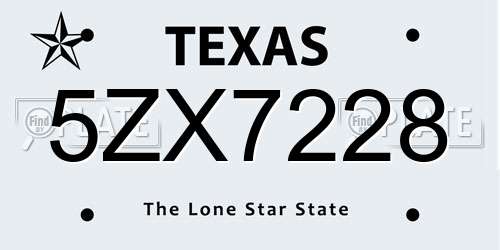 5ZX7228 Texas License Plate