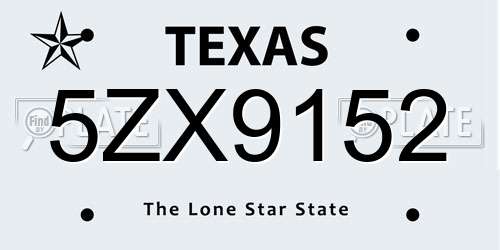 5ZX9152 Texas License Plate