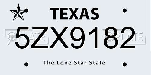 5ZX9182 Texas License Plate