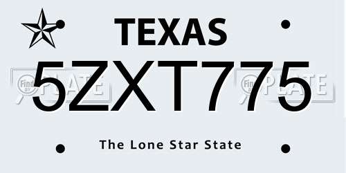 5ZXT775 Texas License Plate