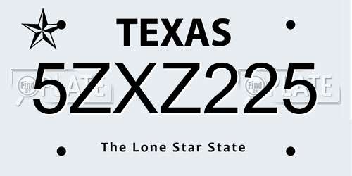 5ZXZ225 Texas License Plate