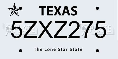 5ZXZ275 Texas License Plate