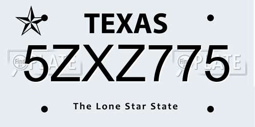 5ZXZ775 Texas License Plate