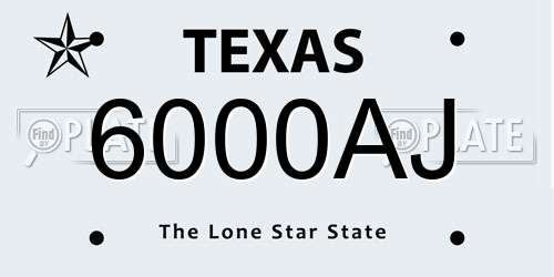 6000AJ Texas License Plate