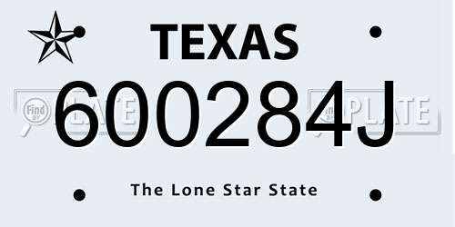 600284J Texas License Plate