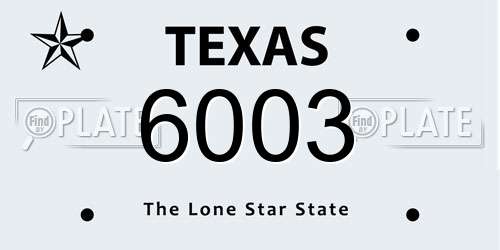 6003 Texas License Plate