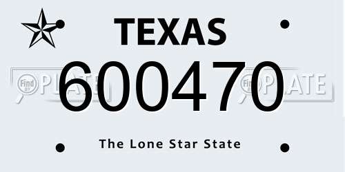 600470 Texas License Plate
