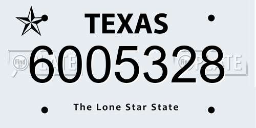 6005328 Texas License Plate