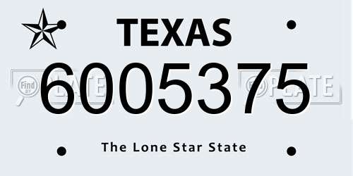 6005375 Texas License Plate