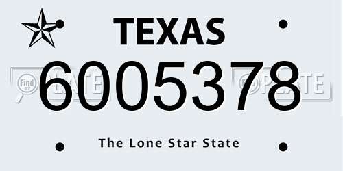 6005378 Texas License Plate