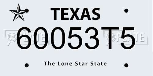 60053T5 Texas License Plate