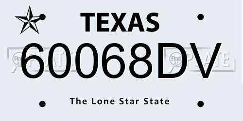60068DV Texas License Plate