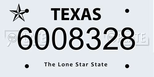 6008328 Texas License Plate