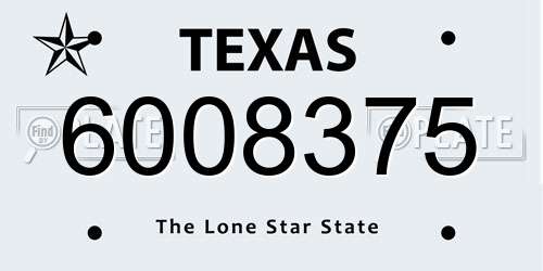 6008375 Texas License Plate