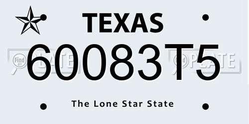 60083T5 Texas License Plate
