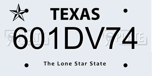 601DV74 Texas License Plate