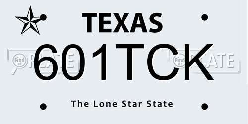 601TCK Texas License Plate