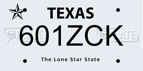 601ZCK Texas License Plate