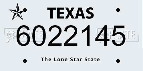 6022145 Texas License Plate